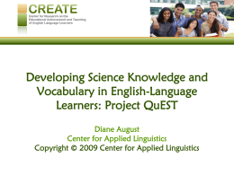 Developing Science Knowledge and Vocabulary in English