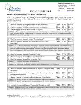 FACILITY AUDIT FORM OSHA – Occupational Safety and Health