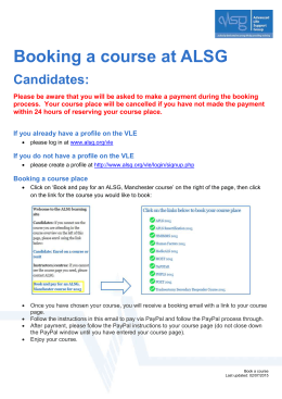 Booking a course at ALSG Candidates