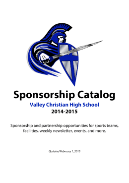 Sponsorship Catalog - Valley Christian High School