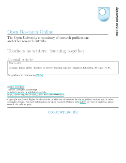 Open Research Online Teachers as writers: learning together oro