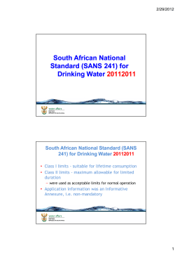 South African National Standard (SANS 241) for Drinking Water