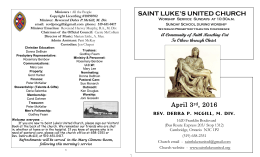 April 3rd, 2016 SAINT LUKE`S UNITED CHURCH