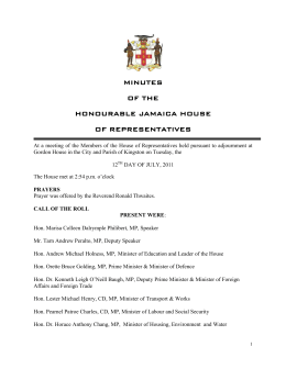 minutes of the honourable jamaica house of representatives