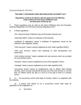 Regulations 2011 - Early Childhood Care and Education Authority