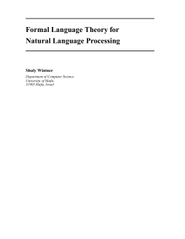 Formal Language Theory for Natural Language Processing