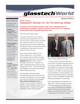 Glasstech Builds On Its Pioneering Ideas
