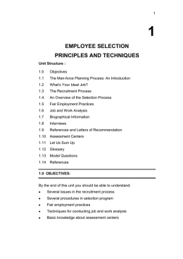 EMPLOYEE SELECTION PRINCIPLES AND TECHNIQUES