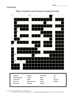 Ratio, Proportion and Percents Crossword Puzzle