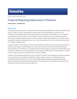 Financial Reporting Implications of Disasters, Deloitte Practice