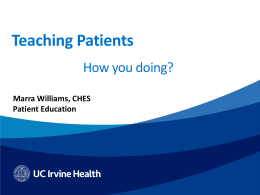 Teaching Patients - the UC Irvine Health Home Page
