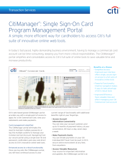 CitiManager®: Single Sign-On Card Program