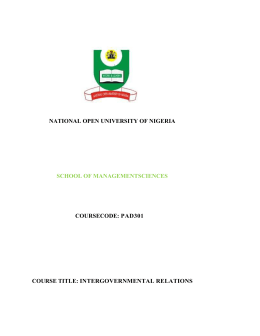 Inter Governmental Relations - National Open University of Nigeria