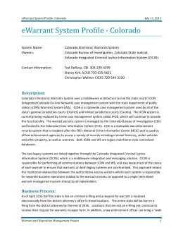 eWarrant System Profile- Colorado