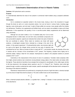 Colorimetric Determination of Iron in Vitamin Tablets F10