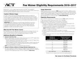 ACT Fee Waiver Eligibility Requirements and Procedures 2016–2017