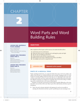 Word Parts and Word Building Rules ChAPteR
