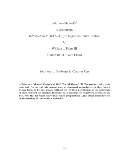 Solutions Manualc с to accompany Introduction to MATLAB for