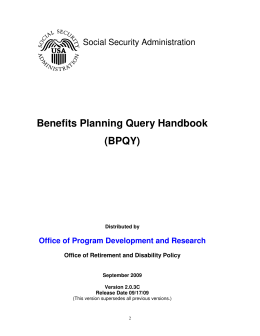 Benefits Planning Query Handbook (BPQY)