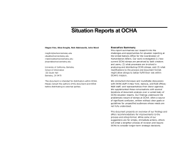 Situation Reports at OCHA - University of California, Berkeley