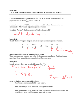 4.1A Rational Expressions and Non