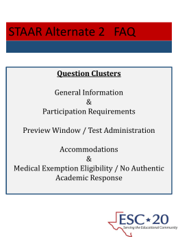 STAAR Alternate 2 FAQ - ESC-20