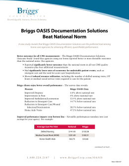 Briggs OASIS Documentation Solutions Beat National Norm