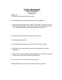 To Kill a Mockingbird Study Questions Chapter 20