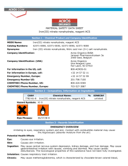 MATERIAL SAFETY DATA SHEET Iron(III) nitrate nonahydrate