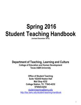 Spring 2016 Student Teaching Handbook