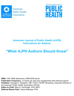 What AJPH Authors Should Know