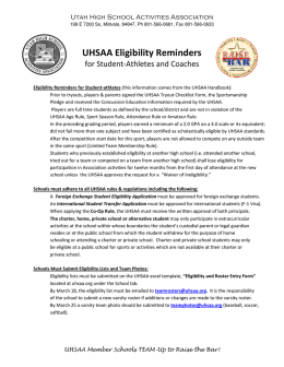 UHSAA Eligibility Reminders