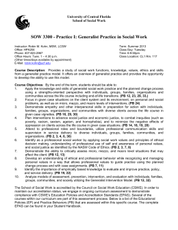 SOW 3300 - Practice I: Generalist Practice in Social Work