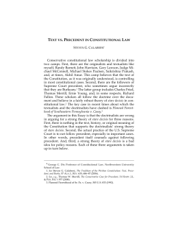 Text vs. Precedent In Constitutional Law
