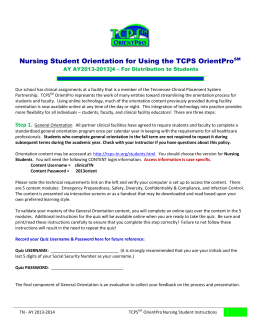 Nursing Student Orientation for Using the TCPS OrientProSM