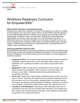 Workforce Readiness Curriculum for Empower3000