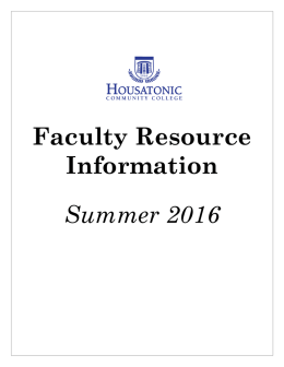 Faculty Resource Information Summer 2016