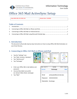 Office 365 Mail ActiveSync Setup
