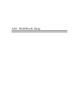 ASU WeBWorK Help - Arizona State University