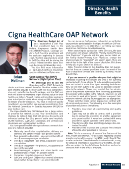 NALC Director, Health Benefit Plan: Cigna HealthCare OAP Network