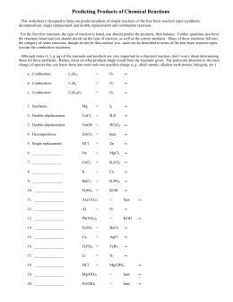 Answers for Predicting Products of Chemical Reactions