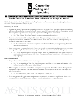 Special Occasion Speeches: How to Present or Accept an Award
