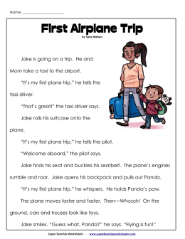 First Airplane Trip - Super Teacher Worksheets