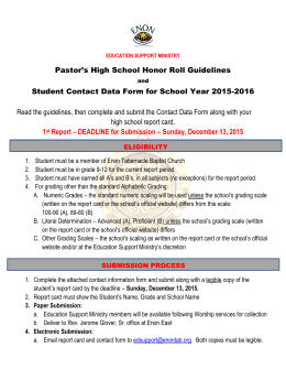 Pastor`s Honor Roll Packet - Enon Tabernacle Baptist Church