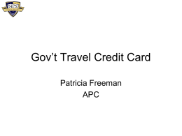 Gov`t Travel Credit Card