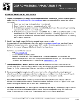 Fall 2015 CSU Admissions Application Tips