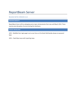 Release Notes - ReportBeam Server 2007