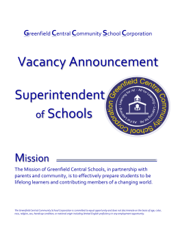Vacancy Announcement Superintendent - Greenfield
