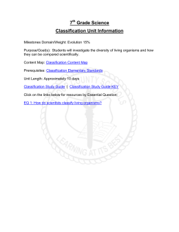 7 Grade Science Classification Unit Information