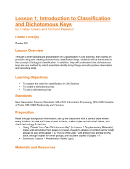 Lesson 1: Introduction to Classification and Dichotomous Keys
